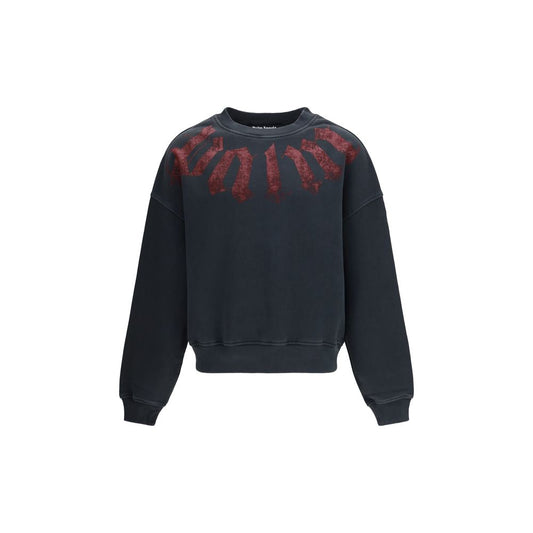 Palm Angels Black Cotton Sweatshirt - Big Neck Logo Statement Piece