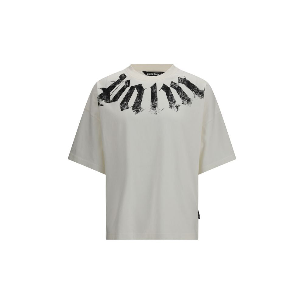 Palm Angels Big Neck Logo T-shirt - White Cotton