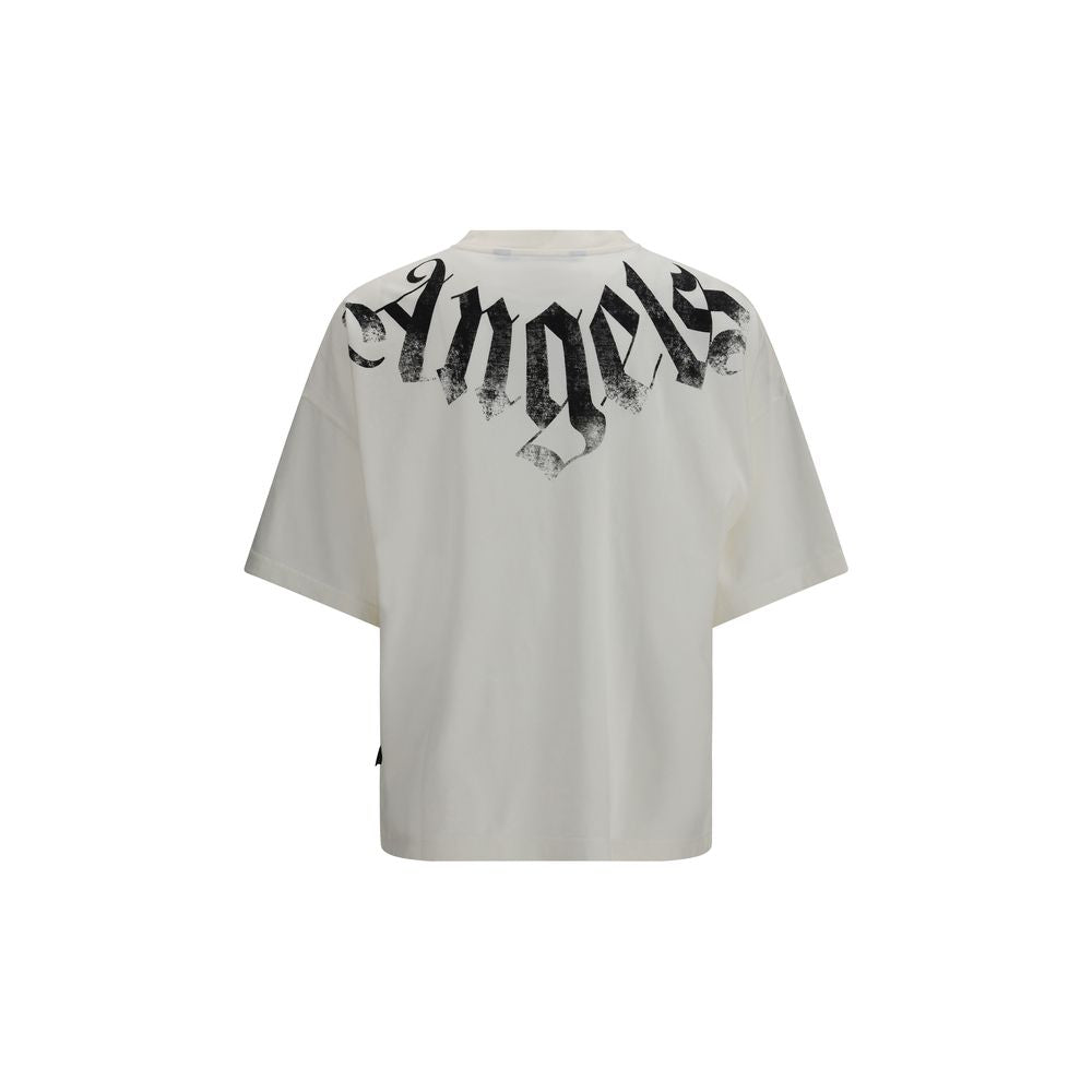 Palm Angels Big Neck Logo T-shirt - White Cotton