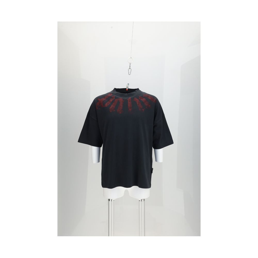 Palm Angels Big Neck Logo T-Shirt - Black Cotton Statement Tee