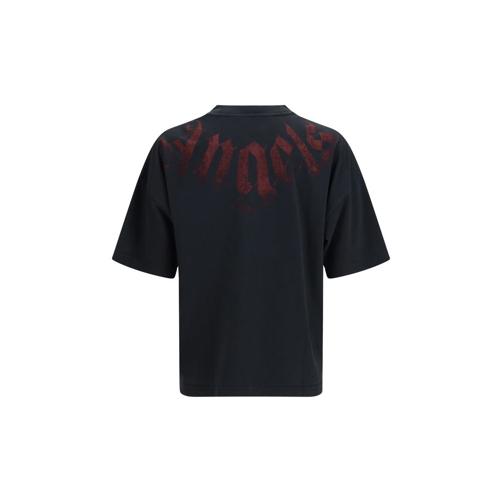 Palm Angels Big Neck Logo T-Shirt - Black Cotton Statement Tee