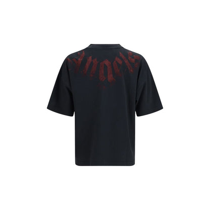 Palm Angels Big Neck Logo T-Shirt - Black Cotton Statement Tee
