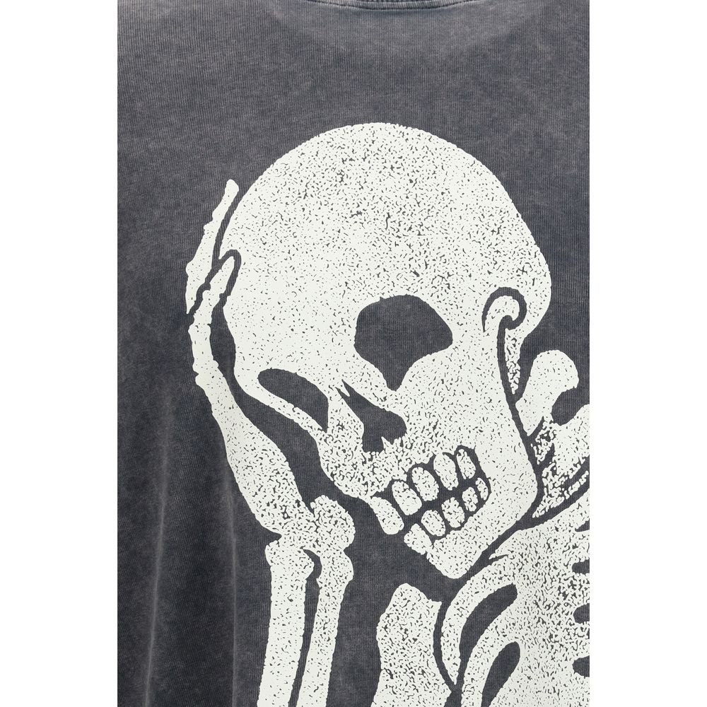 Palm Angels Black Charcoal Skull Double Long-Sleeved Shirt