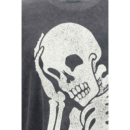 Palm Angels Black Charcoal Skull Double Long-Sleeved Shirt