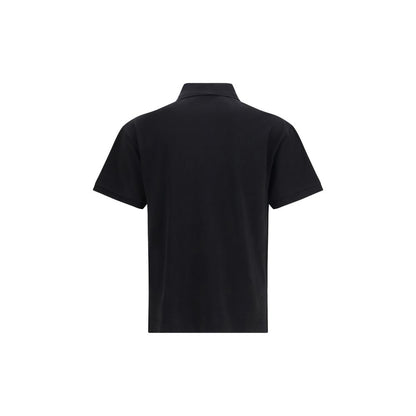 Palm Angels Black Cotton Polo Shirt - Curved Logo Design