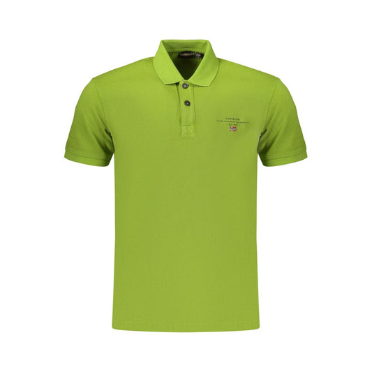 Napapijri Green Cotton Men's Polo Shirt - Urban Style Meets Adventure
