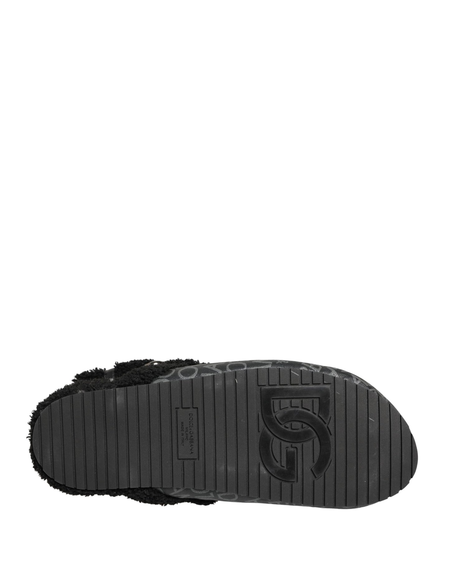 Dolce & Gabbana Gray Faux Fur Jacquard Mules Sandals