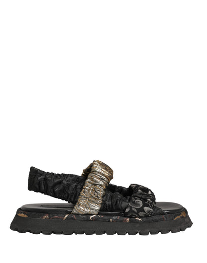 Dolce & Gabbana Black Ruching Detail Flats Sandals for Men