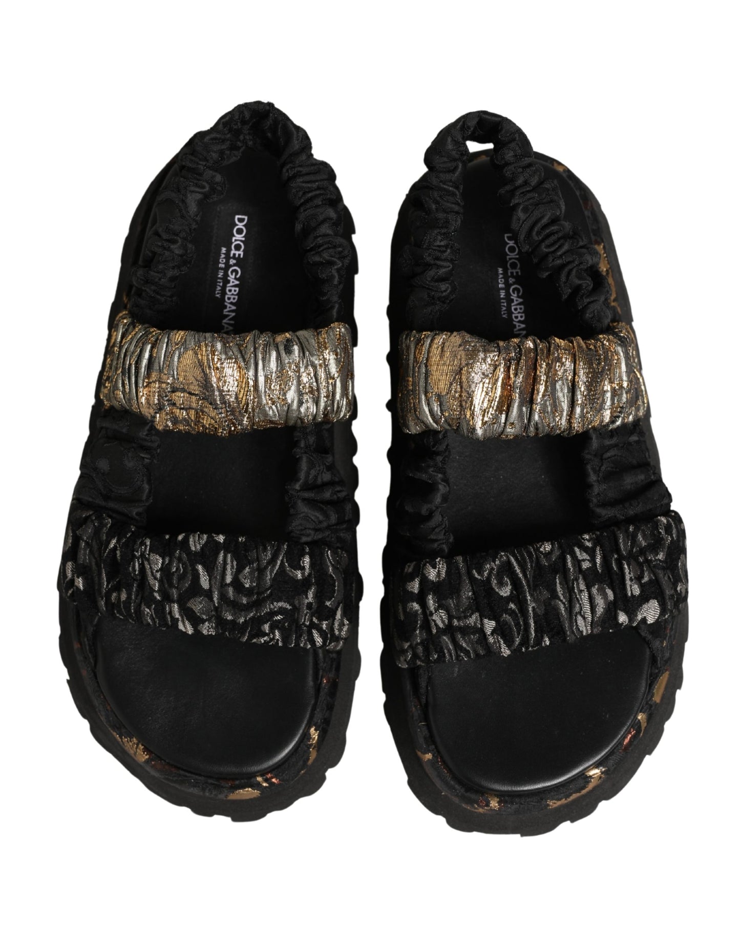Dolce & Gabbana Black Ruching Detail Flats Sandals for Men