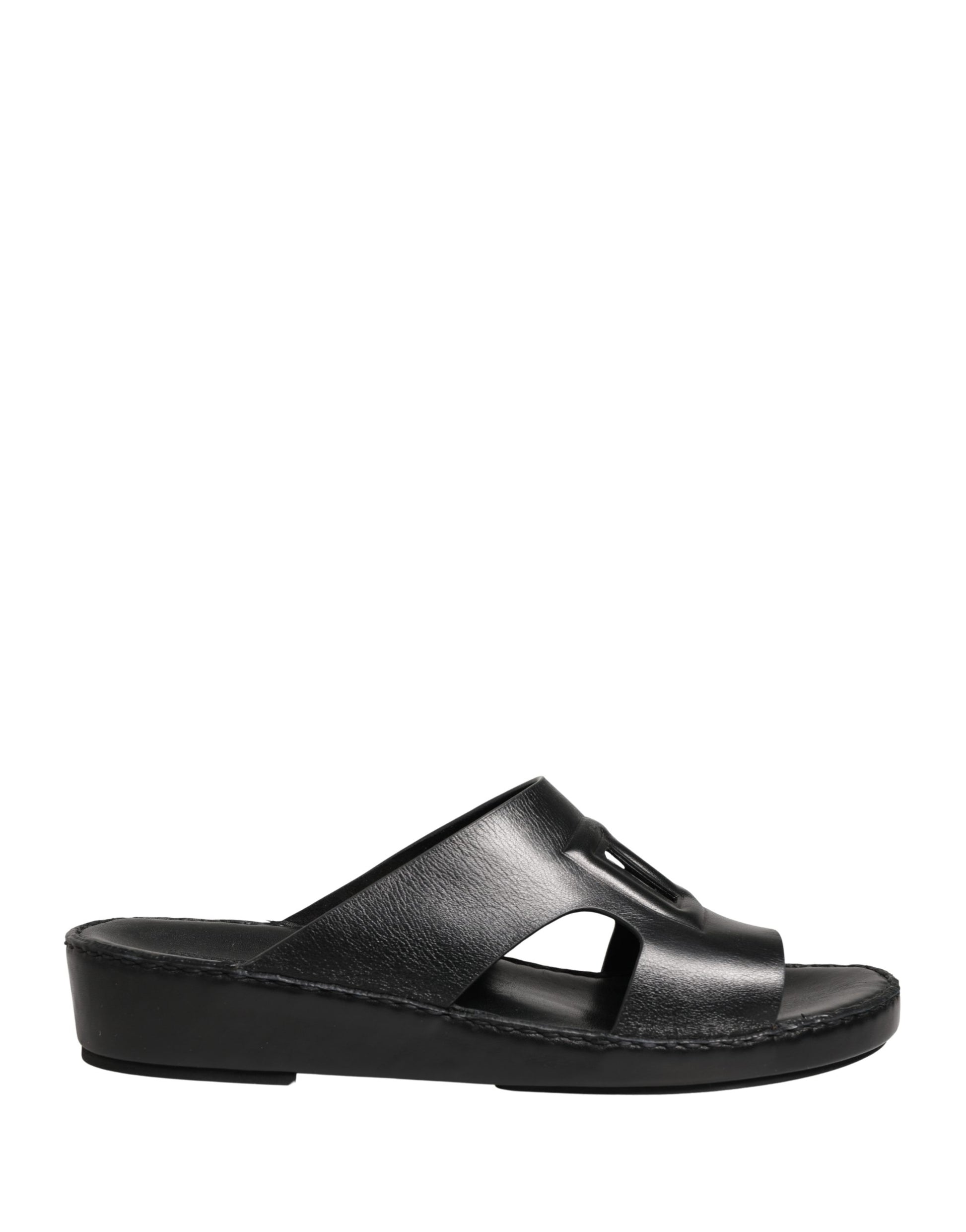 Dolce & Gabbana Black Leather Cutout DG Logo Sandals