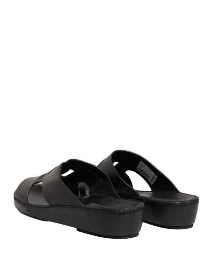 Dolce & Gabbana Black Leather Cutout DG Logo Sandals