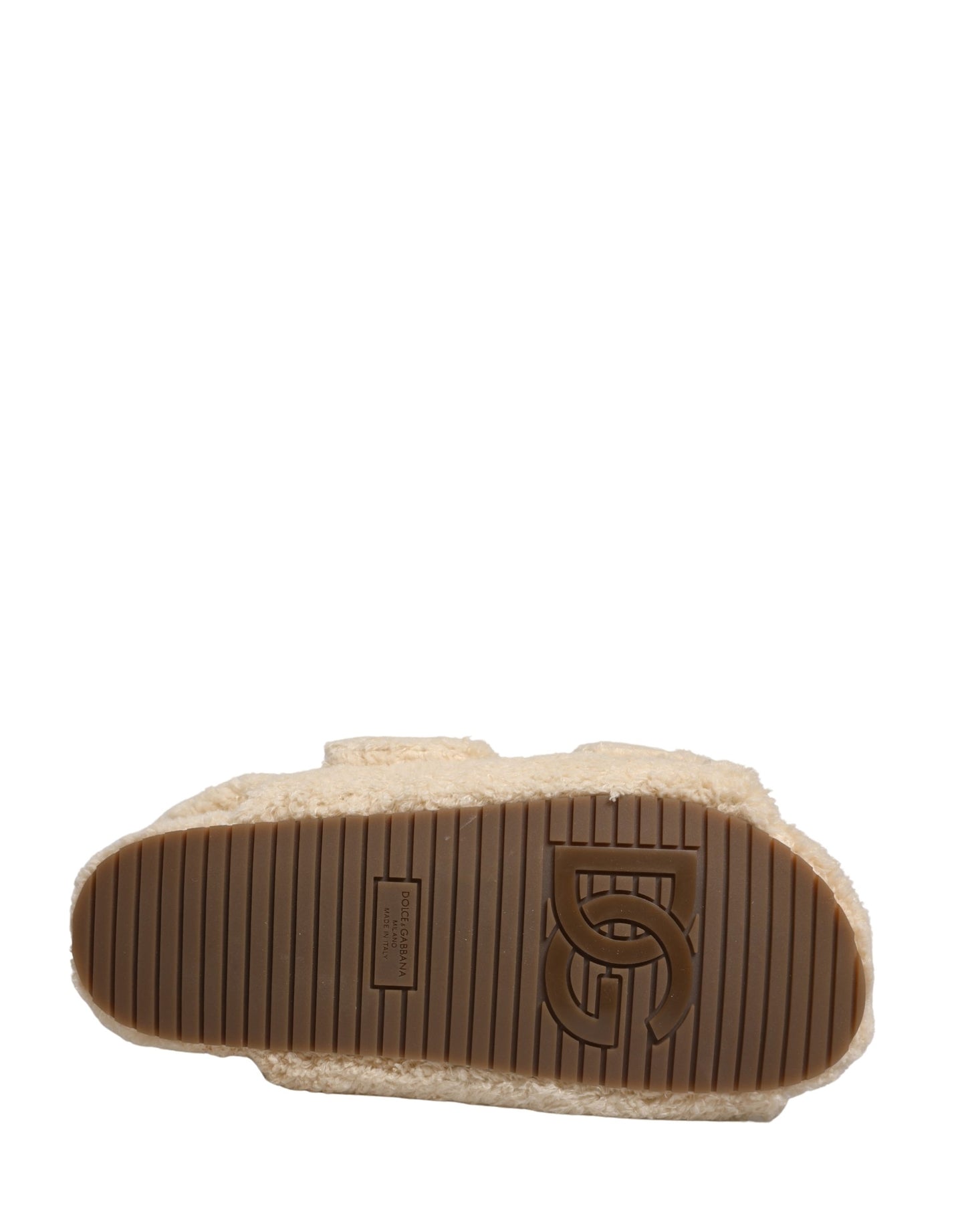 Dolce & Gabbana Beige Faux Fur Slides - Men’s Luxurious Flats Sandals
