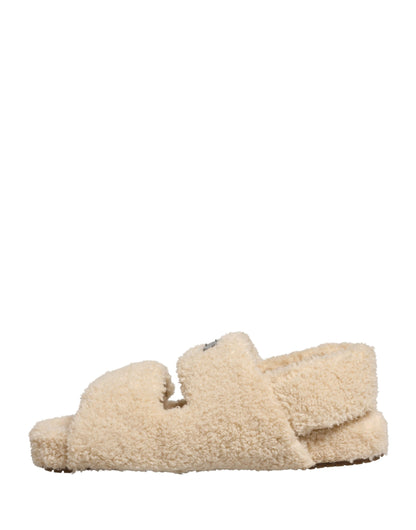 Dolce & Gabbana Beige Faux Fur Slides - Men’s Luxurious Flats Sandals
