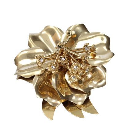Miu Miu Gold Metal Flower-Motif Brooch