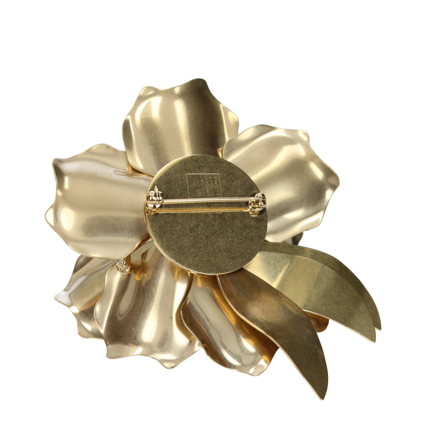 Miu Miu Gold Metal Flower-Motif Brooch