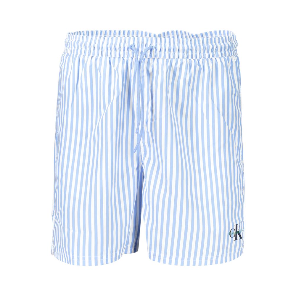 Calvin Klein Blue Polyester Men's Swimwear - Striped Swim Boxer Shorts