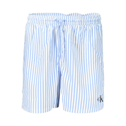 Calvin Klein Blue Polyester Men's Swimwear - Striped Swim Boxer Shorts