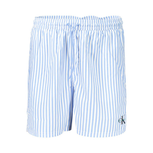 Calvin Klein Blue Polyester Men's Swimwear - Striped Swim Boxer Shorts