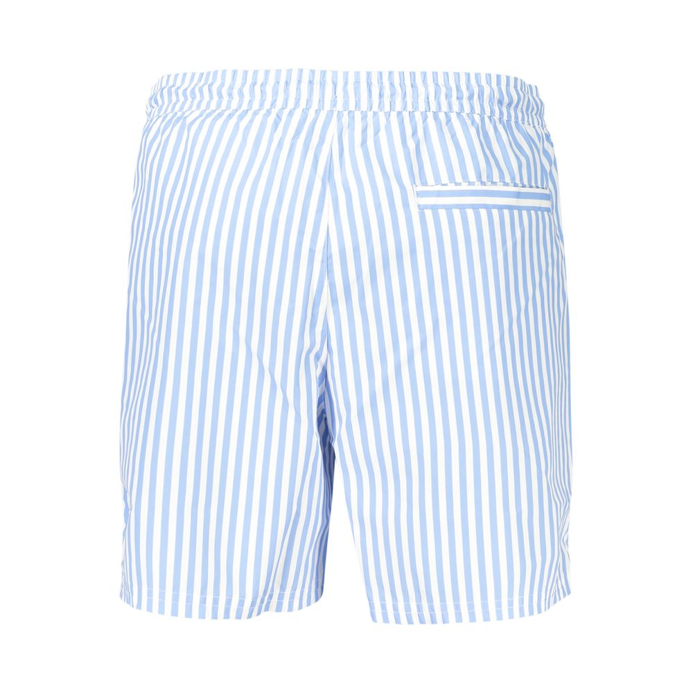 Calvin Klein Blue Polyester Men's Swimwear - Striped Swim Boxer Shorts