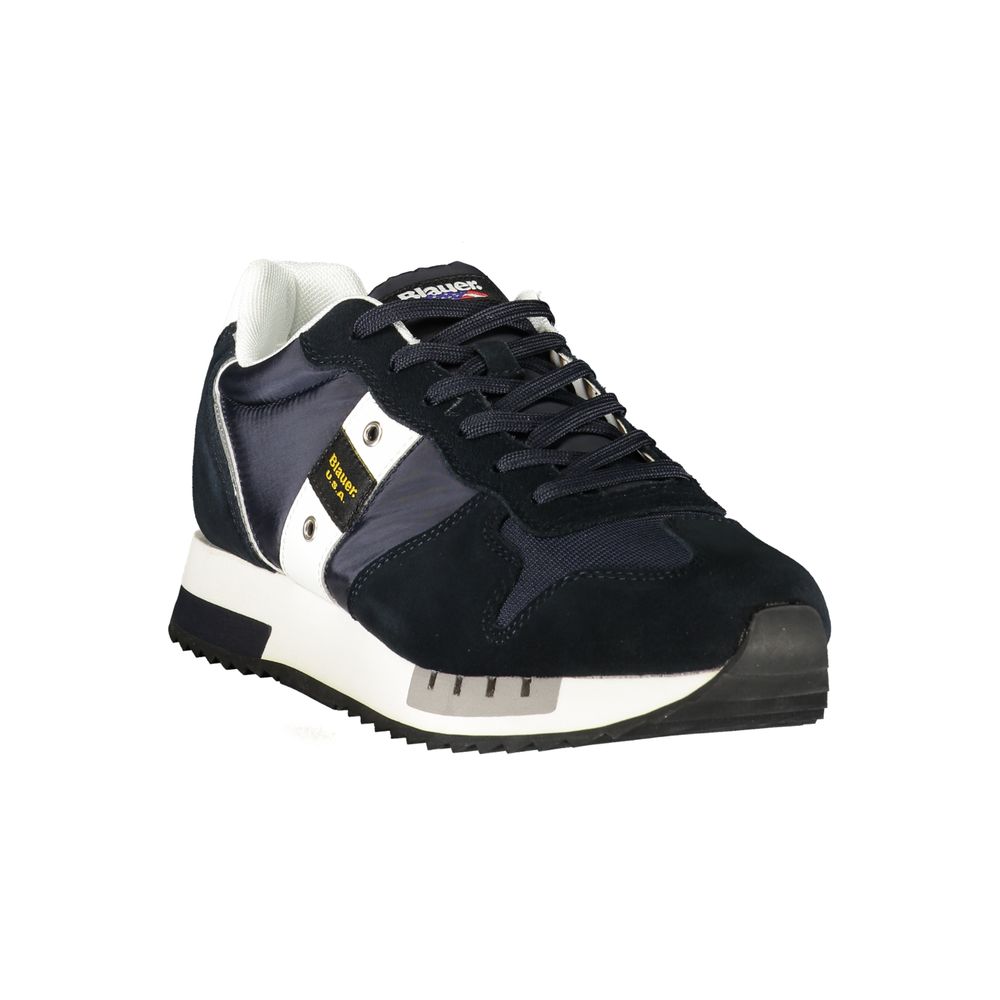 Blauer Blue Polyurethane Men's Sneakers: Bold Style Meets Comfort