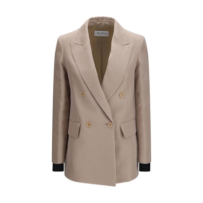 Max Mara Beige Silk Feltro Blazer