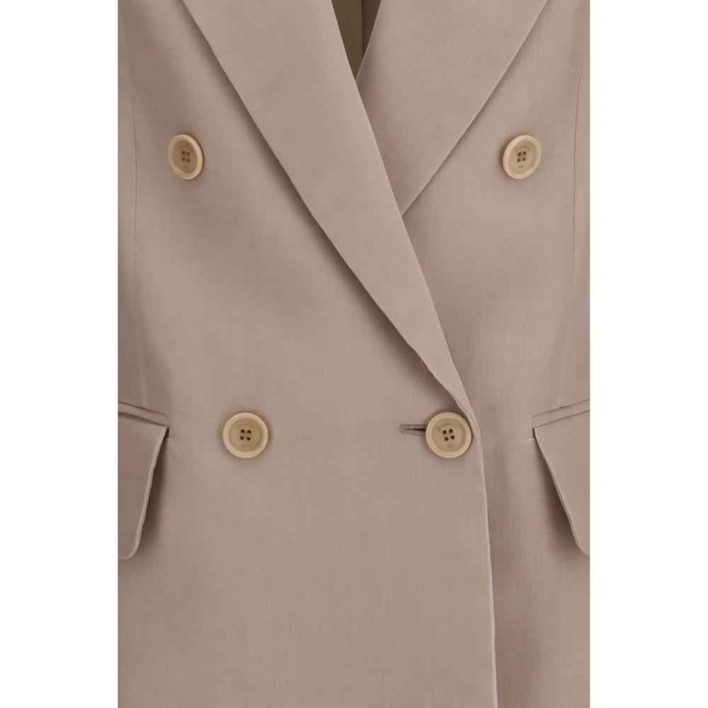 Max Mara Beige Silk Feltro Blazer