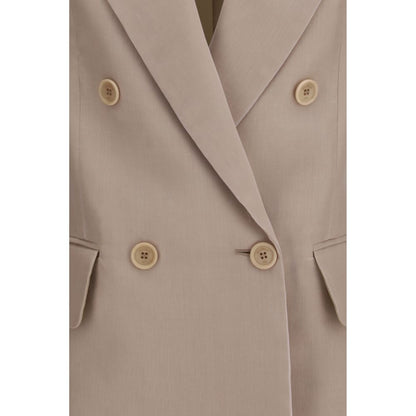 Max Mara Beige Silk Feltro Blazer