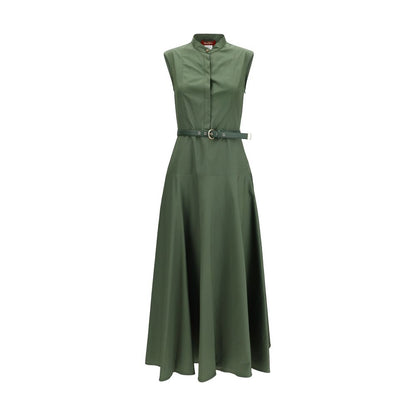 Max Mara Green Cotton Poplin Circle Dress