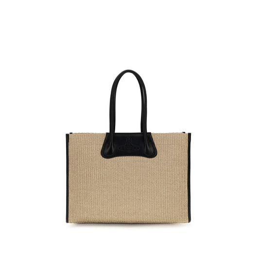 Vivienne Westwood Beige Raffia Troy Tote Shoulder Bag