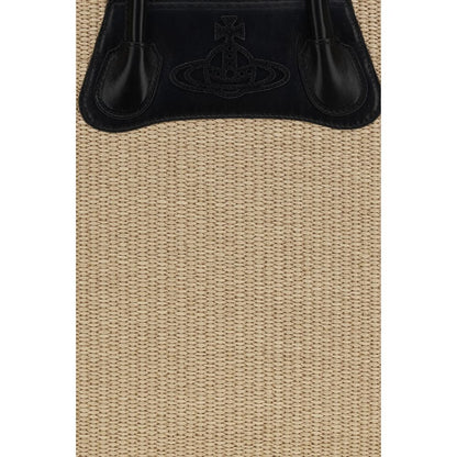 Vivienne Westwood Beige Raffia Troy Tote Shoulder Bag