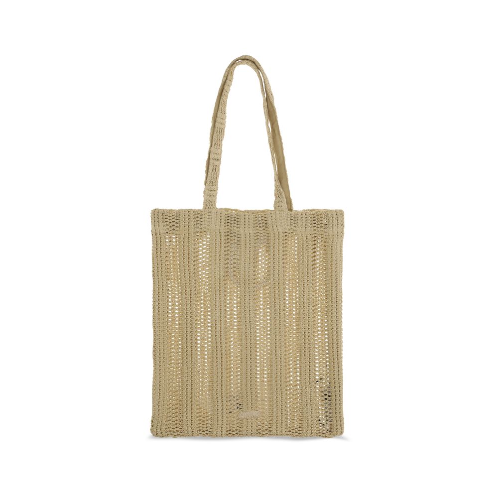 PINKO Beige Raffia Shoulder Bag Medium Easy Tote Bag