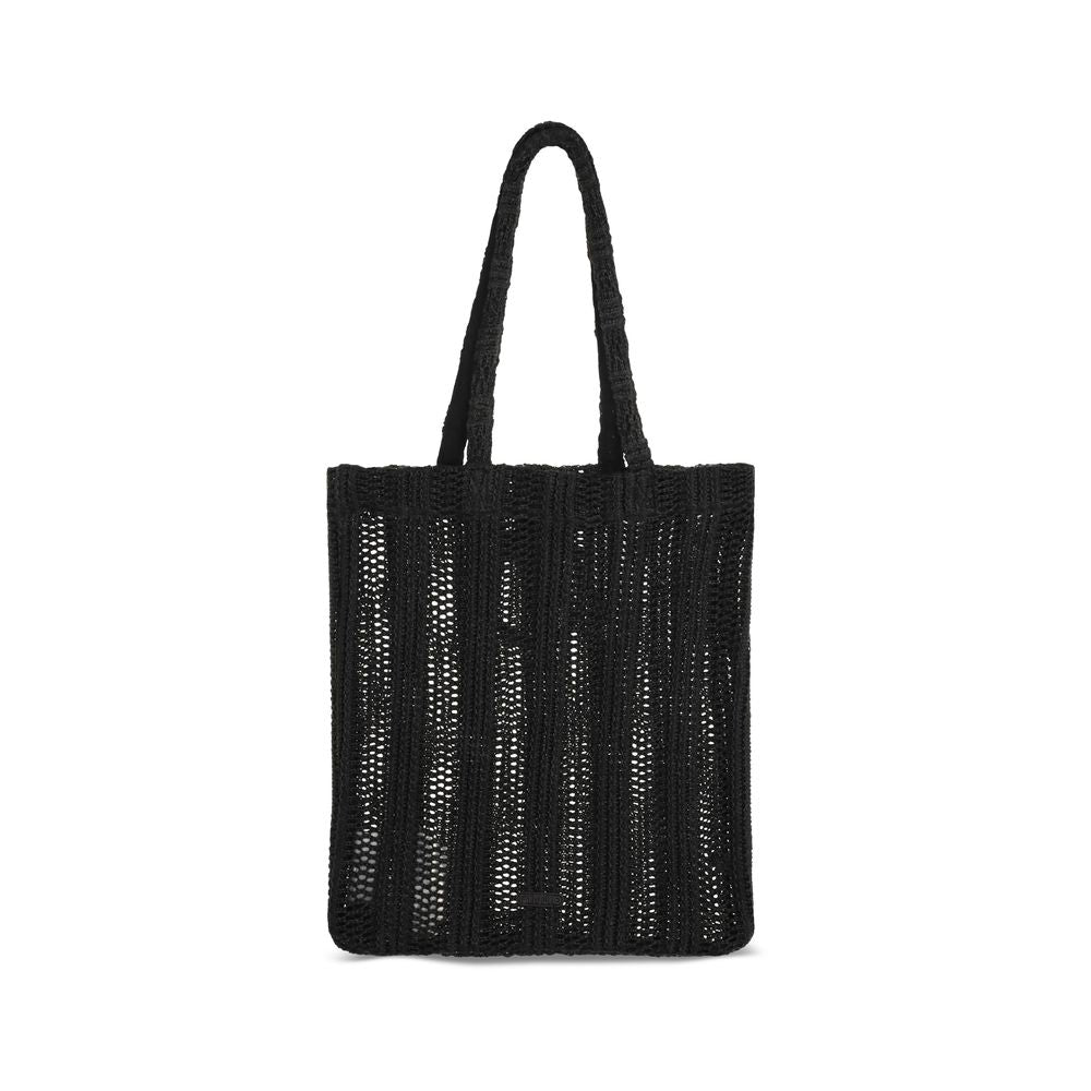 PINKO Black Raffia Shoulder Bag - Medium Easy Tote Bag