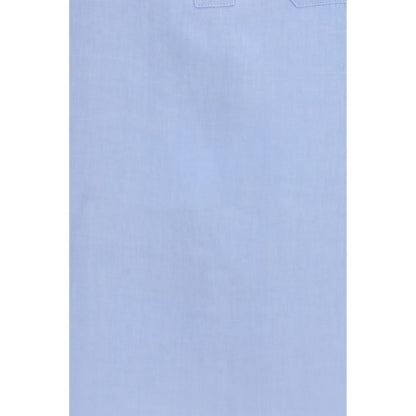 Elegant S Max Mara Blue Linen Dress Shirt