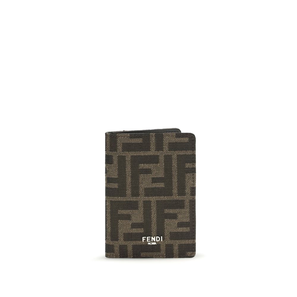 Fendi FF-Jacquard Leather Card Holder