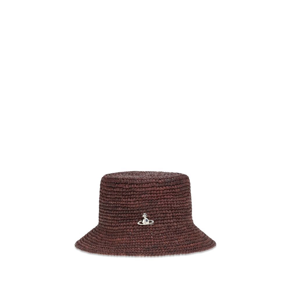 Vivienne Westwood Brown Orb Raffia Bucket Hat