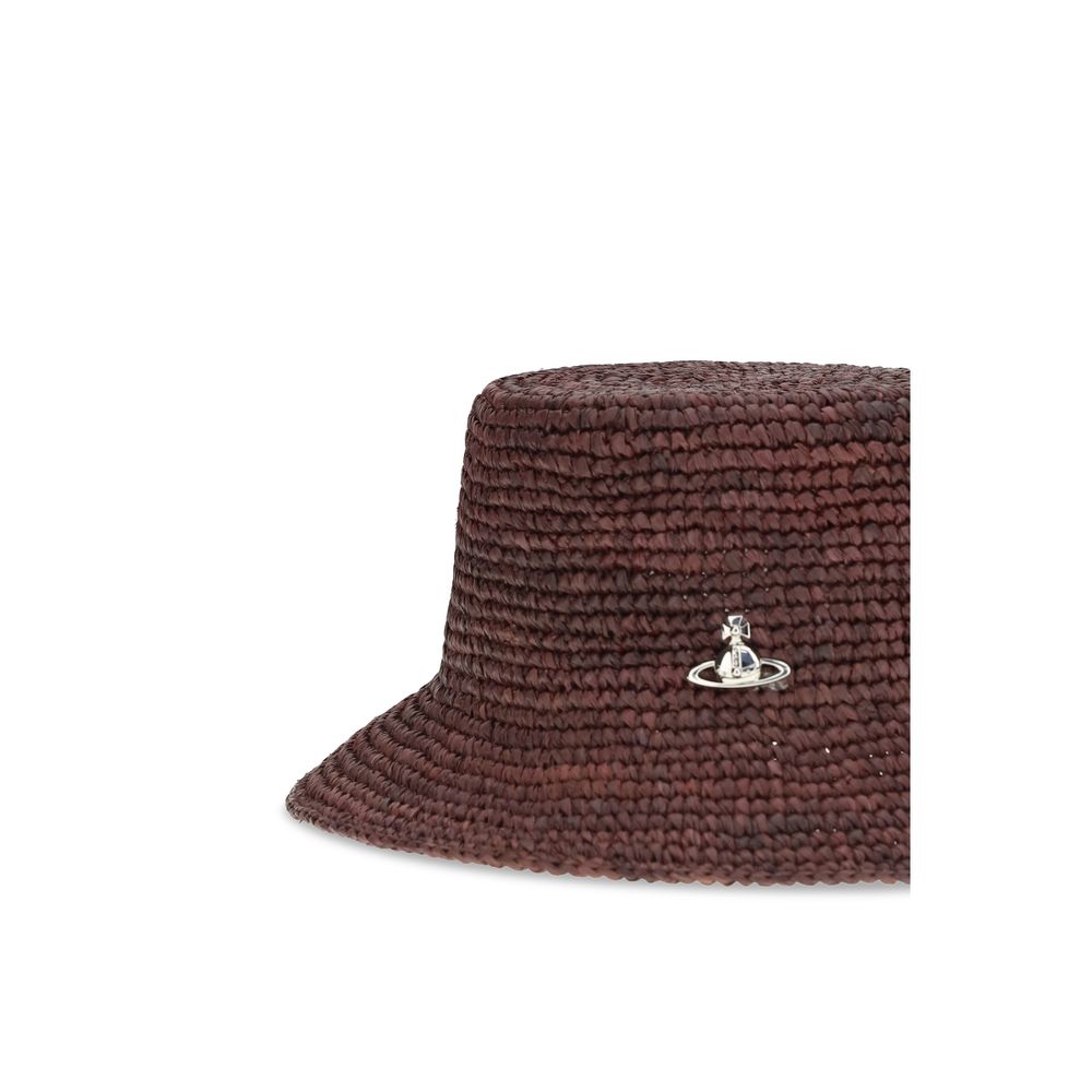 Vivienne Westwood Brown Orb Raffia Bucket Hat