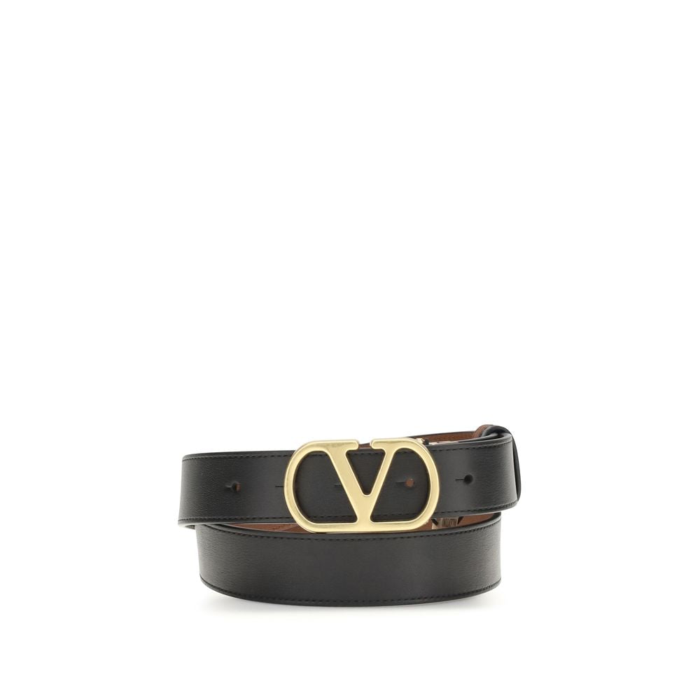 Valentino Garavani Black Calf Leather Reversible Belt