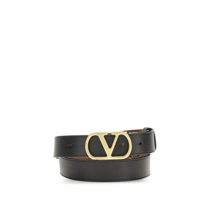Valentino Garavani Black Calf Leather Reversible Belt