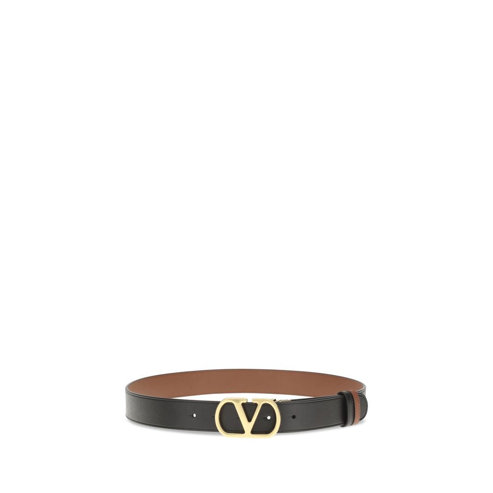 Valentino Garavani Black Calf Leather Reversible Belt