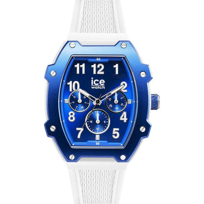 ICE Unisex White Silicone Sport Watch with Bold Blue Dial