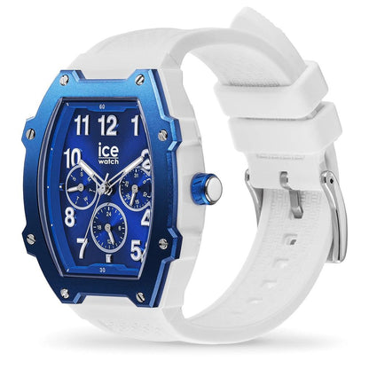 ICE Unisex White Silicone Sport Watch with Bold Blue Dial