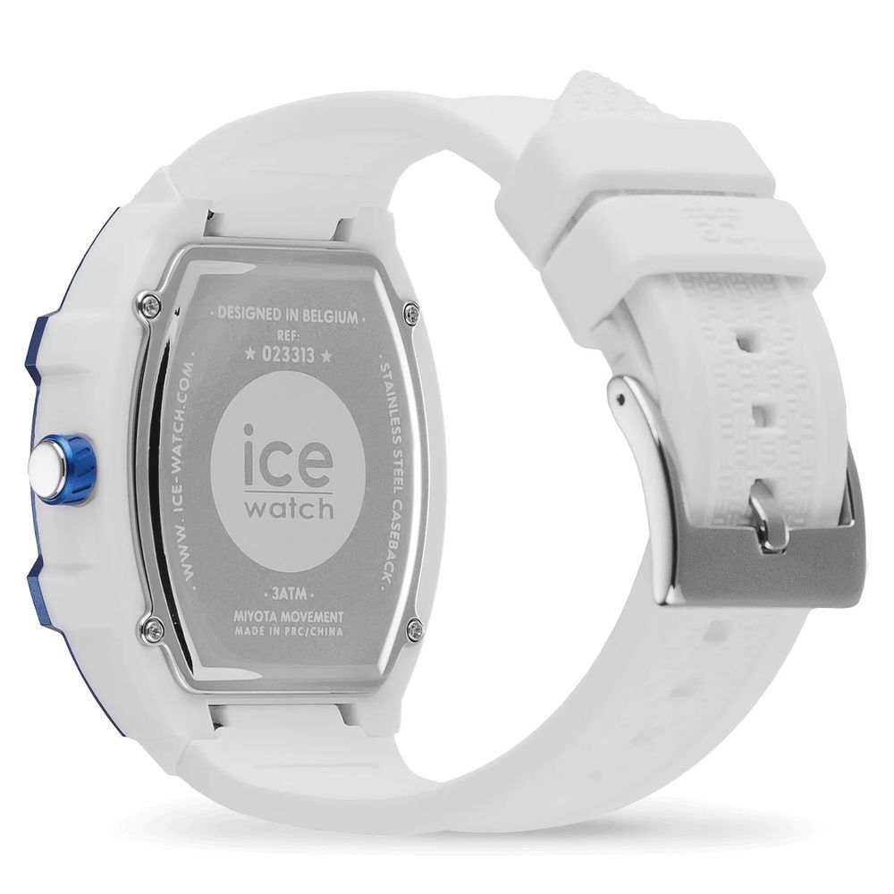 ICE Unisex White Silicone Sport Watch with Bold Blue Dial