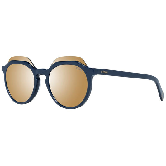 Sting Unisex Sunglasses – Blue Plastic Frame, Mirrored Lenses