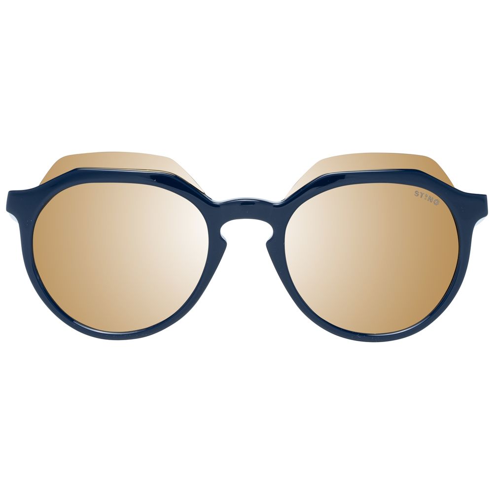 Sting Unisex Sunglasses – Blue Plastic Frame, Mirrored Lenses