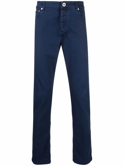 Brunello Cucinelli Blue Cotton Casual Pants