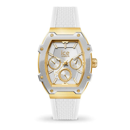 ICE White Synthetic Dress Watch for Unisex, Quartz, Gold & Grey Dial