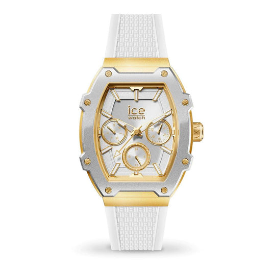 ICE White Synthetic Dress Watch for Unisex, Quartz, Gold & Grey Dial