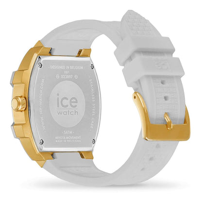 ICE White Synthetic Dress Watch for Unisex, Quartz, Gold & Grey Dial