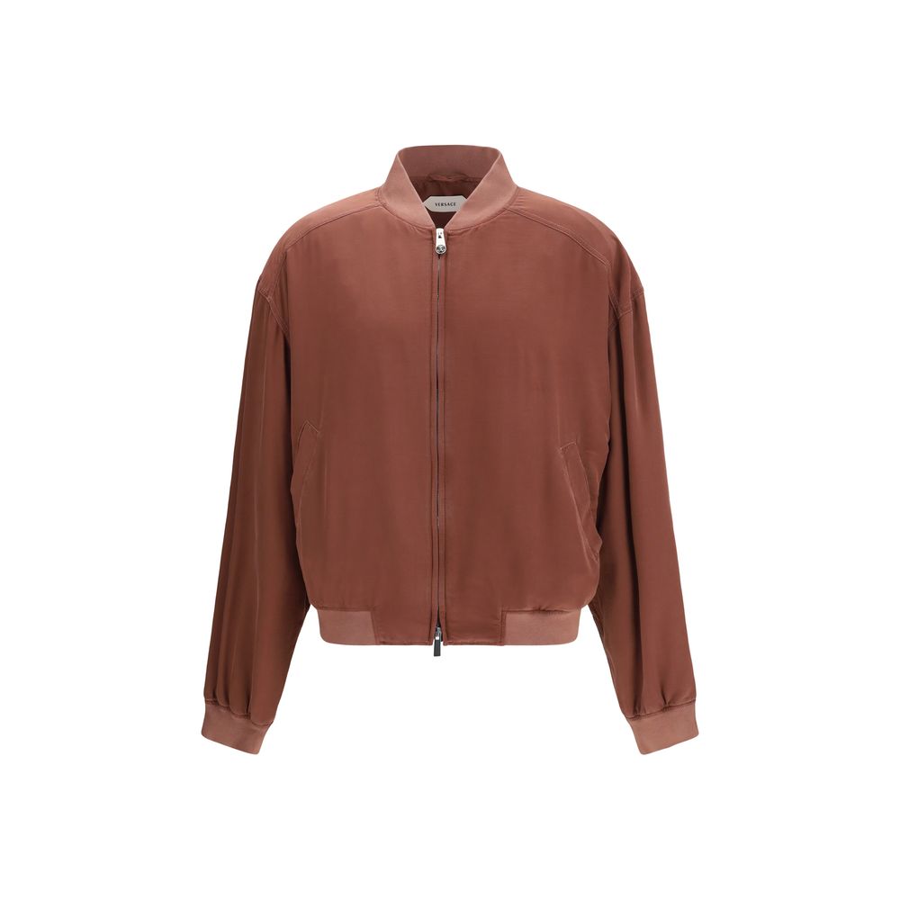 Versace Bordeaux Silk Bomber Jacket