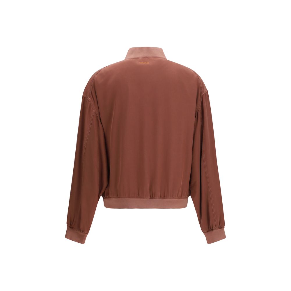 Versace Bordeaux Silk Bomber Jacket